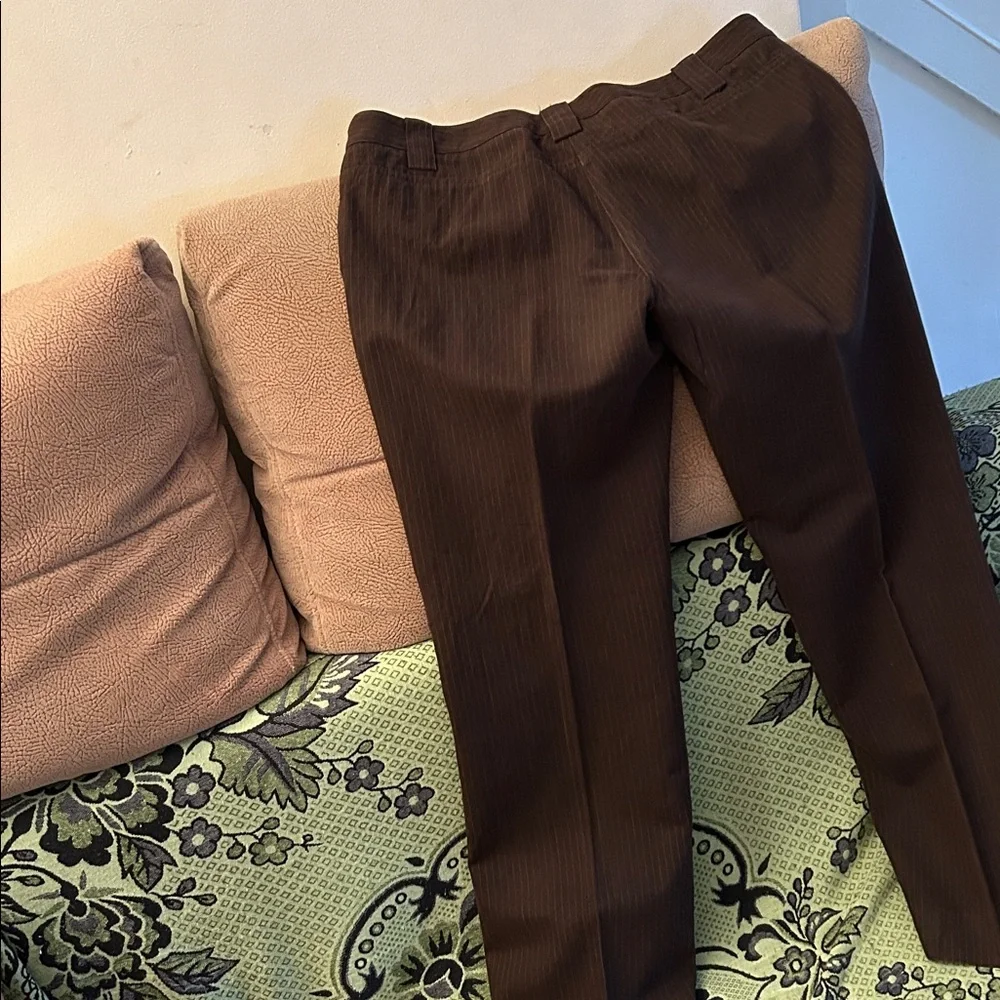 DKNY Dark Brown Wool-Blend Pants
